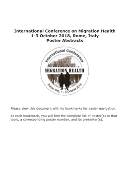 International Conference on Migration Health 1-3 October 2018, Rome, Italy Poster Abstracts