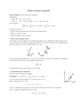 Work and Line Integrals