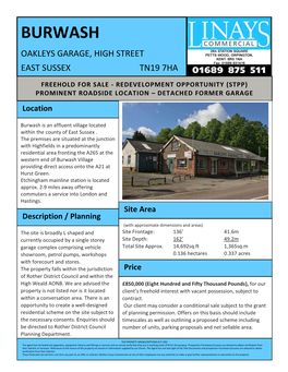 Burwash Oakleys Garage, High Street East Sussex Tn19 7Ha