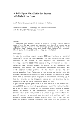 A Self-Aligned Gate Definition Process with Submicron Gaps