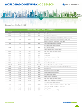 World Radio Network A20 Season