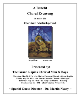 Evensong to Assist the Choristers’ Scholarship Fund