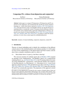 Composing Cps: Evidence from Disjunction and Conjunction*