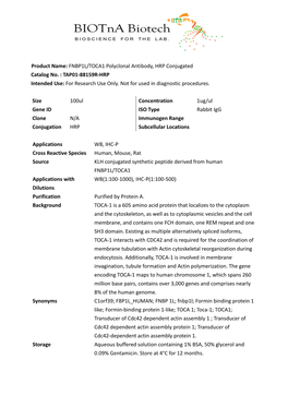 Product Name: FNBP1L/TOCA1 Polyclonal Antibody, HRP Conjugated Catalog No