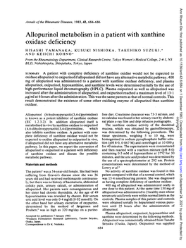 Allopurinol Metabolism in a Patient