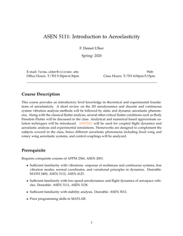 ASEN 5111 Aeroelasticity