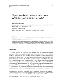 Synchronized Rational Relations of Finite and Infinite Words*