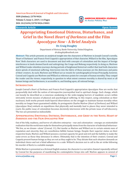 Appropriating Emotional Distress, Disturbance, and Grief in the Novel Heart of Darkness and the Film Apocalypse Now - a Brief Analysis Dr