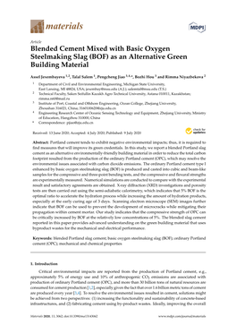 Blended Cement Mixed with Basic Oxygen Steelmaking Slag (BOF) As an Alternative Green Building Material