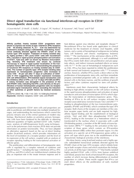 Direct Signal Transduction Via Functional Interferon- Receptors In