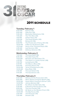 2011 Schedule