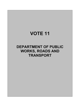 Vote 11 : Public Roads and Transport