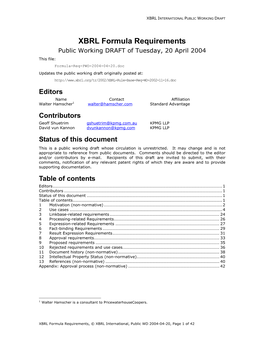 XBRL Formula Requirements