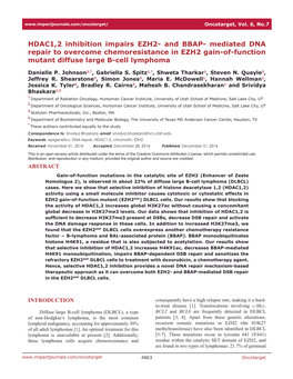 And BBAP- Mediated DNA Repair to Overcome Chemoresistance in EZH2 Gain-Of-Function Mutant Diffuse Large B-Cell Lymphoma