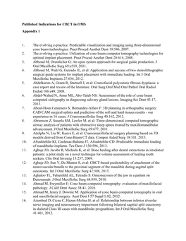 Published Indications for CBCT in OMS Appendix 1 1-250 1