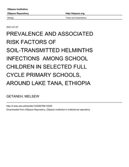 Prevalence and Associated Risk Factors of Soil