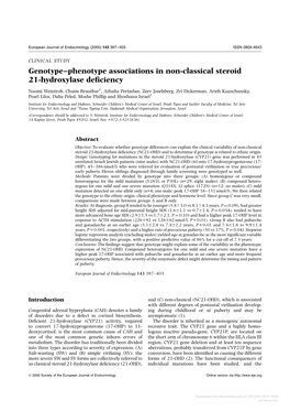 Genotype±Phenotype Associations in Non-Classical Steroid 21-Hydroxylase Deficiency