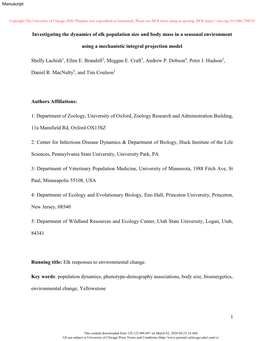Investigating the Dynamics of Elk Population Size and Body Mass in a Seasonal Environment