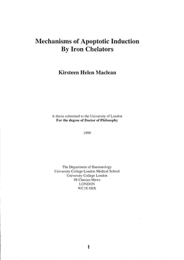 Mechanisms of Apoptotic Induction by Iron Chelators