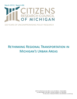 Rethinking Regional Transportation in Michigan's Urban Areas