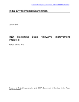 Initial Environmental Examination: Kollegal–Hannur Road