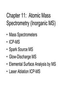 Chapter 11: Atomic Mass Spectrometry (Inorganic MS)