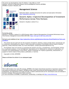 Dynamic Alpha: a Spectral Decomposition of Investment Performance Across Time Horizons