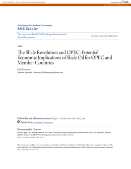 The Shale Revolution and OPEC Potential Economic Implications of Shale Oil for OPEC and Member Countries