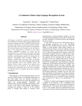 A Continuous Chinese Sign Language Recognition System