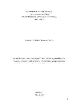 (E No) Pensamento Político De Cassiano Ricardo