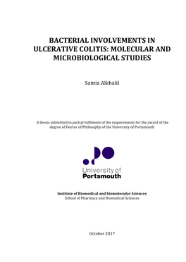 Bacterial Involvements in Ulcerative Colitis: Molecular and Microbiological Studies