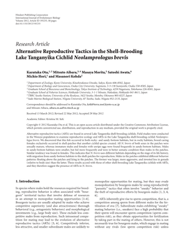 Alternative Reproductive Tactics in the Shell-Brooding Lake Tanganyika Cichlid Neolamprologus Brevis