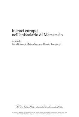 Il Teatro Della Diplomazia: Pietro Metastasio Tra Vienna E Dresda Doi