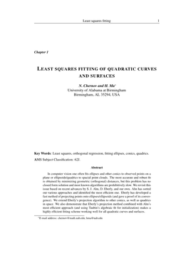 Least Squares Fitting of Quadratic Curves and Surfaces