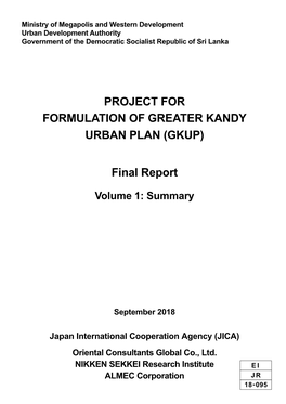 Project for Formulation of Greater Kandy Urban Plan (Gkup)