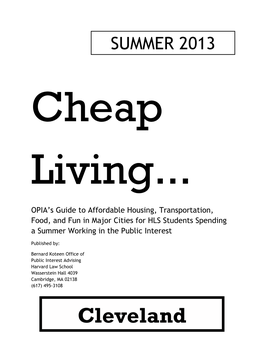 Cleveland Cleveland Table of Contents If You’Re Working in Another City, Check with OPIA to See If There Is an Edition from a Housing 3 Prior Year
