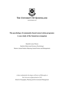 The Psychology of Community-Based Conservation Programs: a Case Study of the Sumatran Orangutan