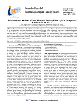 Fabrication & Analysis of Jute, Hemp & Banana Fiber Hybrid Composites