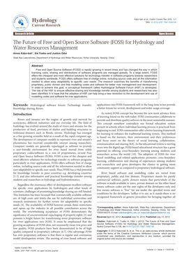 The Future of Free and Open Source Software (FOSS) for Hydrology And