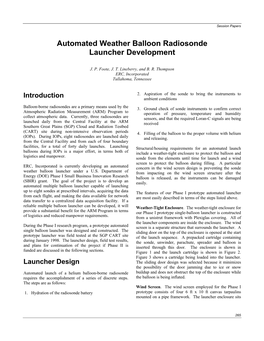 Automated Weather Balloon Radiosonde Launcher Development