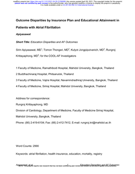 Outcome Disparities by Insurance Plan and Educational Attainment In