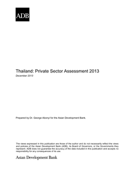 Thailand: Private Sector Assessment 2013 December 2013