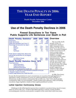 Use of the Death Penalty Declines in 2006
