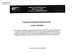 Balance of Performance SRO GT4 CARS Motorspürts 6ROUP GT4 European Series G.TTACKS .NÜRBURGRING