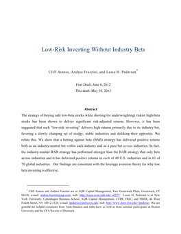 Download Low-Risk Investing Without Industry Bets