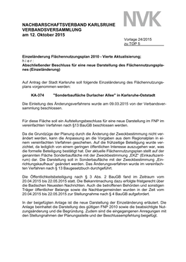 NACHBARSCHAFTSVERBAND KARLSRUHE VERBANDSVERSAMMLUNG Am 12