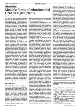 Multiple Forms of Mitochondrial DNA in Higher Plants