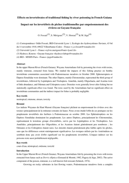 Effects on Invertebrates of Traditional Fishing by River Poisoning in French Guiana