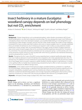 Insect Herbivory in a Mature Eucalyptus Woodland Canopy Depends on Leaf Phenology but Not CO2 Enrichment Andrew N