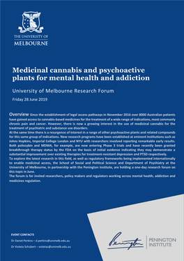Medicinal Cannabis and Psychoactive Plants for Mental Health and Addiction